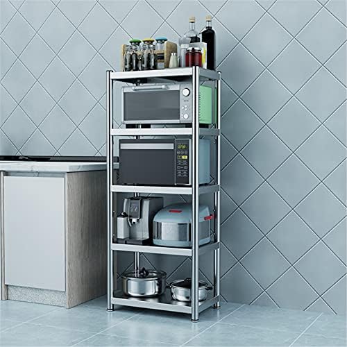 Wogqx Podesiva kuhinjsku polica za pohranu od nehrđajućeg čelika Mikrovalna pećnica, držač za stajanje