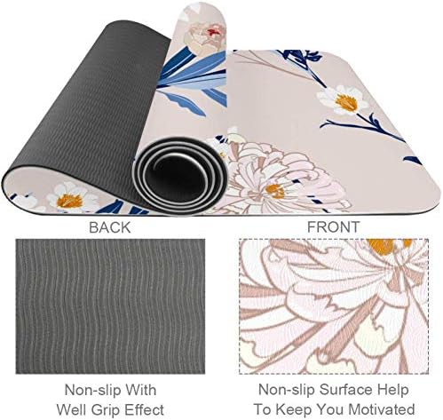 Cvijeće grane lišće i ptice 6mm Print Extra debeli Yoga Mat, Eco-Friendly TPE vježbe Mats Pilates