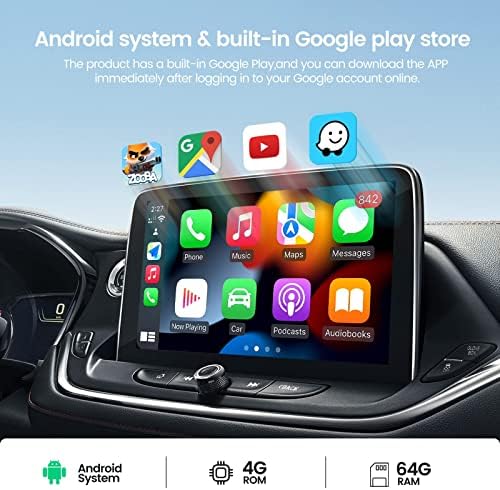 Dasaita Android 10 Carplay & Android Auto Ai Box | Glasovna kontrola / GPS / internetska muzika u realnom vremenu | Plug and Play | 4G RAM + 64G ROM | Universal Fit sa OEM Wired Carplay portom