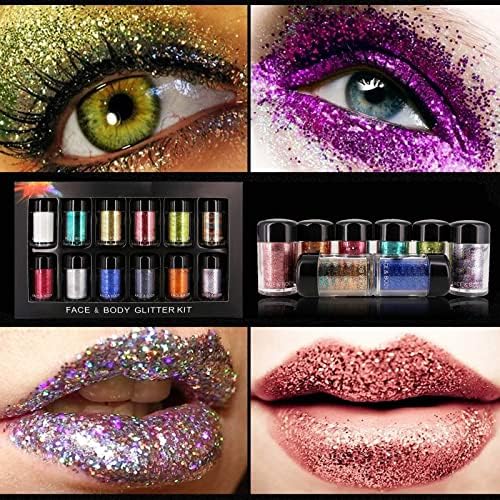 12 boja sjajni set finog sjajnog umjetničkog sjaja za Halloween šminka kozmetički festival šminka