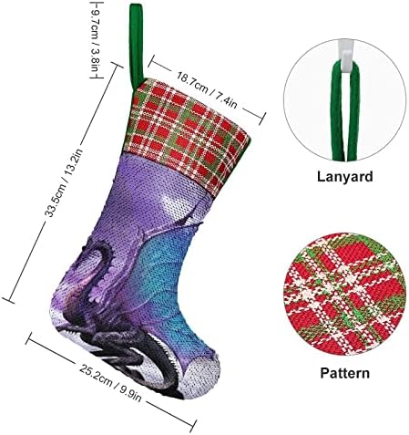 Ljubičasta zmajeva Sequin Božićne čarape Sjajni zid viseći ukras ukras za Xmas Tree Holiday Party