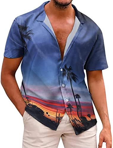 Muškarci Havajska majica s kratkim rukavima Ispiši ljetni casunski gumb dolje na plaži