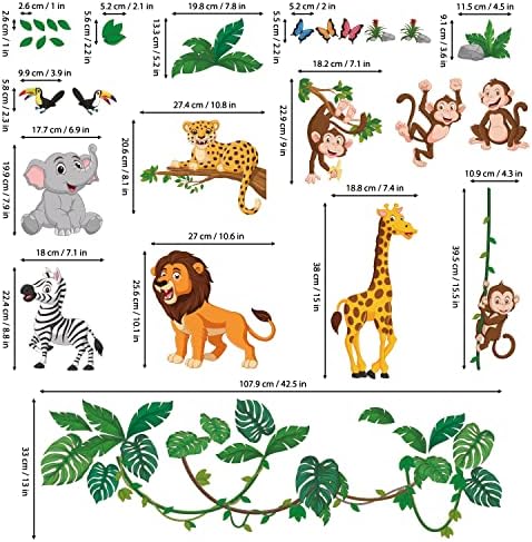 Decowalll DSL-8069 džungla životinjski crtani zidni naljepnice Elephant Monkey Giraffe Lion