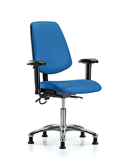 LabTech sjedeća LT41198 ESD Vinilna stolica za visinu stola sa srednjim leđima hromirana baza, nagib,