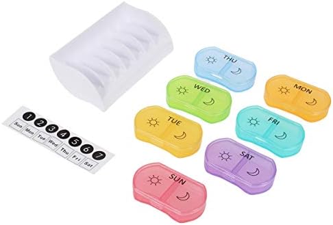 Doitool 7 boja prijenosni kutija za tablete sedmično 7-dnevna tableta Organizator i noćni prostor Medicina