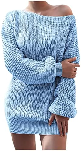 Ženski smiješni božićni džemper seksi jedno reč ovratnik Louj Ležerne prilike sa labavim pletenim džemper