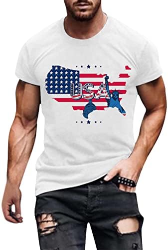 Beuu Day Sollier Majice kratkih rukava za muške, američke zastave Patriotic Crewneck Tee Top Atletic