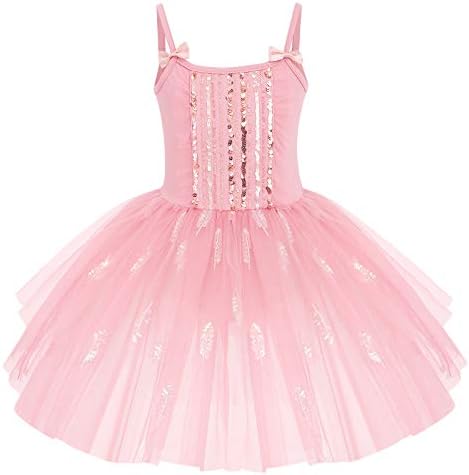 Afavoj dječji djeci Djevojke Fringes Camisole Ballet Dance haljina Glitter Feather Tutu Skirted Leotard Ballerina Dancewear