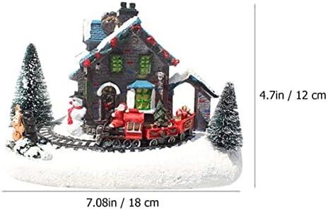 Nolitoy Ser od 2 Božićna kuća Selo Resin Snowy Xmas Scena Kuće Figurine Snowy Božićna sela Animirana zimska