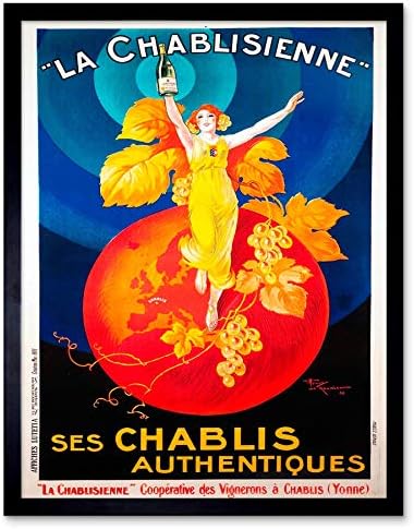 Wee Blue Coo reklama Chablis vino Francuska umjetnička Vintage art Print zidni dekor postera 12x16 inča