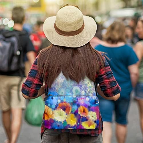 Tbouobt kožna putni ruksak lagani laptop casual ruksak za žene muškarci, slikarski umjetnički cvjetni cvjetni cvjetni
