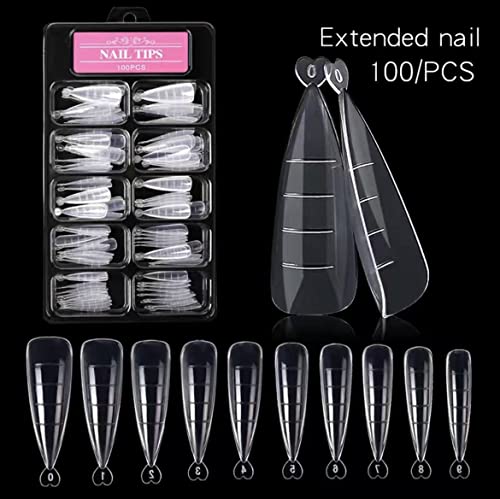 100 kom Poly extension Gel dvostruki oblik za nokte-Builder Gel Stiletto kalupi za nokte lažni