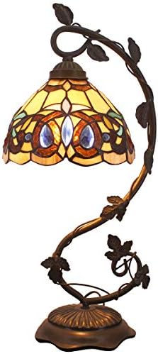 WERFACTORY Tiffany stolna lampa vitraž Viktorijanska stolna lampa, metalna baza listova 8X10X21 inča