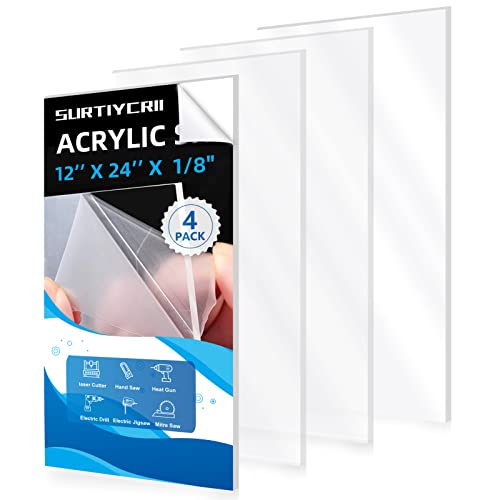 4pack liveni akrilni listovi,prozirna plastična Plexi staklena ploča od akrilnog lima za DIY displej,