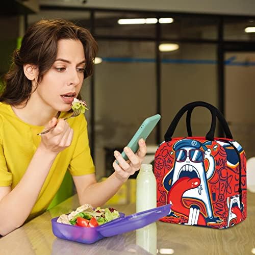Izolovana torba za ručak za djevojčice žene, slatka čudovišta Grafiti višekratna nepropusna kutija