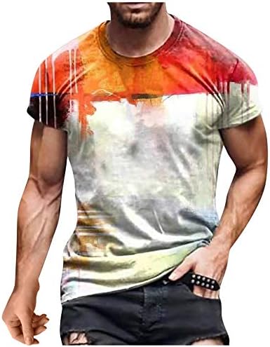WenKomg1 Muška 3D tiskana majica s kratkim rukavima Ljetna dukserija vrhovi na otvorenom sportove majica za košulje Crewneck Pulover 0318