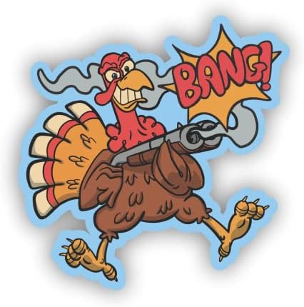 Vulgrco Angry Dandyving Turkey Shot Gun Bang Animal Funny Naljepnica Vinil Vodootporna UV otporna