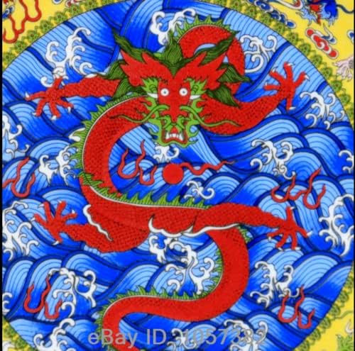 10 Stari stara Kina Qing Qianlong Porcelain Region Rose Dragon Plate + nosač
