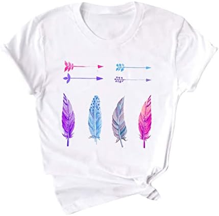 TEEN GIRKE Ljetna košulja za žene okrugli vrat Thirt Thets Butterfly Print Graphic Tees Cute Tunic