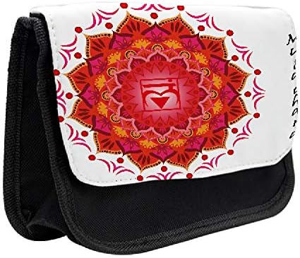 Lunarabilna šarena pernica, orijentalna latica lotosa, torba za olovku od tkanine sa dvostrukim patentnim zatvaračem, 8,5 x 5,5, bijela i crvena