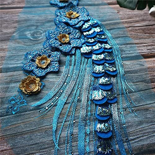 Zyzmh Sky Blue Flower Čipka od čipke Tkanina za izvezene haljine Appliques ovratnik mreža za šivanje