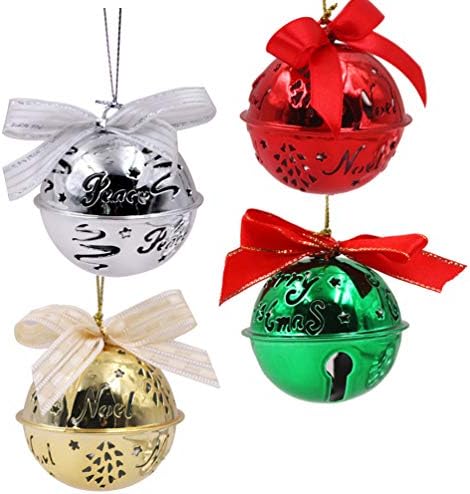 Amosfun Pismo dekor 4pcs Bell bijeli ukrasi zvona Jingle Sleigh Ornament božićni crveni dekor