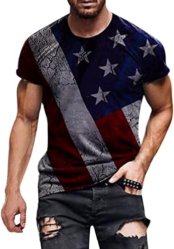 Majice za majice Beuu za muškarce Ljeto casual muški 3D digitalni tisak Dan Neovisnosti majica kratkih rukava bluza vrhovi