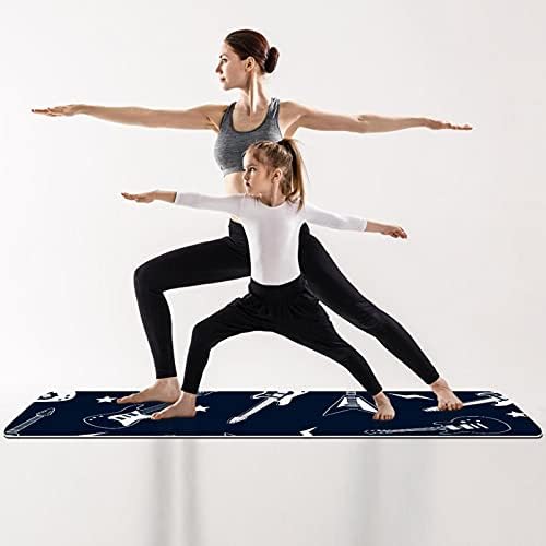Debela neklizajuća Vježba & amp; fitnes 1/4 prostirka za jogu sa gitarom Muzika Navy Print za Yoga Pilates