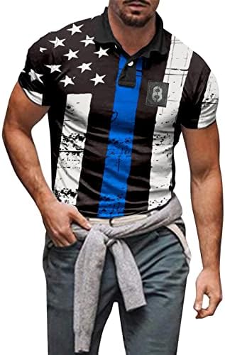 Ubst Patriotske polo majice za muške, dan nezavisnosti Američka zastava Lakier Skraćeno rukav,