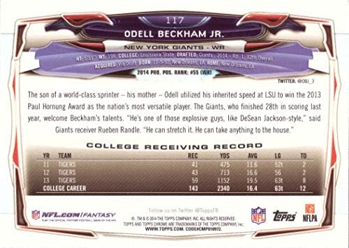 2014 TOPPS Chrome Football 117 Odell Beckham Jr. Rookie Card