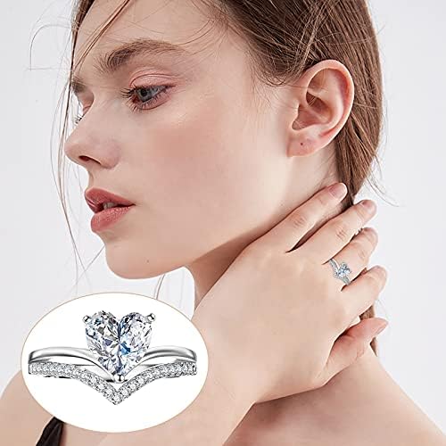 Bijelo srce 5-11WOM Rhinestone Gold, srebrne nakit veličine prstena za žene vjenčani prstenovi