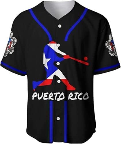 Personalizirani naziv & amp; broj sportski Portoriko AOP Bejzbol dres Unisex XS-5XL, Portoriko