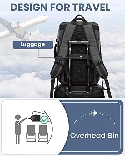 LOVEVOOK putni ruksak, 30-40L proširiv izuzetno veliki ruksak sa bravom, ruksak za nošenje 17 inča sa USB portom, poslovni ruksak otporan na vodu protiv krađe za muškarce i žene, tamno siva