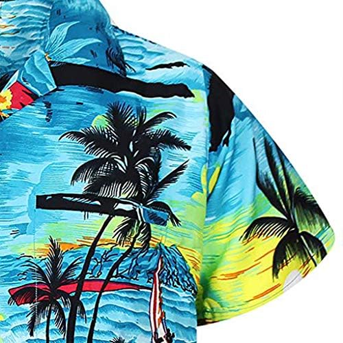 Muška ležerna Havaji Print Plaža Tee Majica Kratki rukav Brza suha majica Okretajte COLLAR dugme
