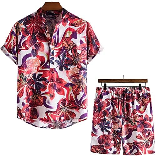 Muška havajska košulja odijeva casual gumb dolje cvjetni ispis kratkih rukava za kratke rukave bluza i šorc