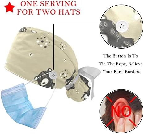 2 pakovanja Radna kapa sa gumbom za žene duga kose podesiva elastična zavoj za zavoj