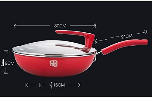 GYDCG Red non-stick štednjak plinski štednjak za multifunkcionalni lonac za kuhanje manje dim pan hok za