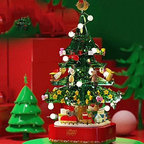 GKMJKI Rotiranje božićno drvce Music Box montirani građevinski blokovi Božić Božićni ukras Poklon