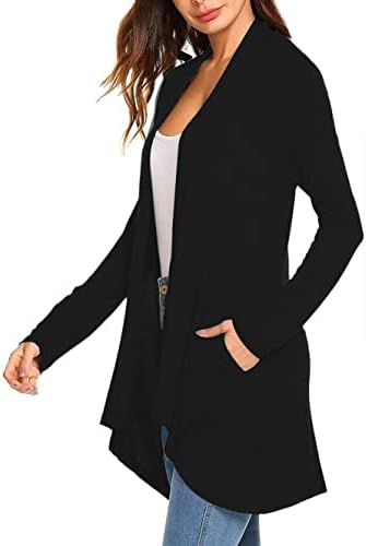 Ženski draped otvoreni prednji kardigan casual dugih rukava s dugim rukavima, meko lagani kardiganski džemperi