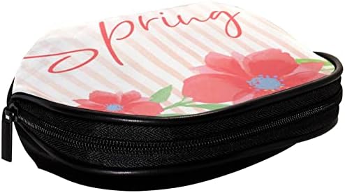 Viseća toaletska torba, prijenosni organizator šminke, kozmetički držač za set četkica, zdravo proljetni cvijet napušta cvjetnu prugu Pink