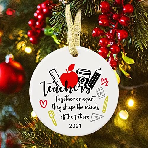 Moblade dvostrani štampani Božićni ukras za učitelja, zahvalnost Hvala poklon za učitelja, 2021