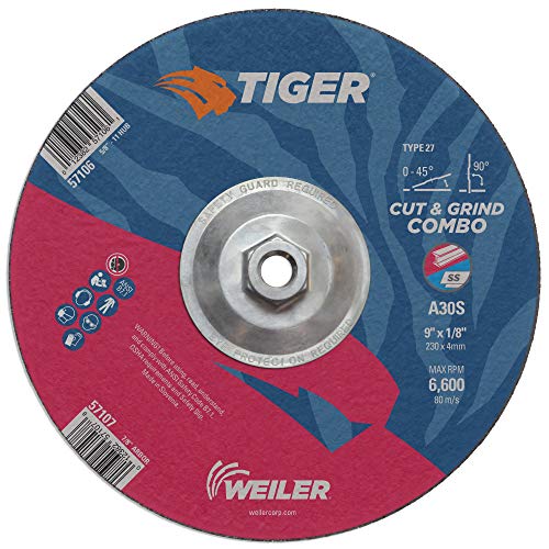 Weiler 57105 7 x 1/8 Tiger Tip 27 rez i brušenje kombinirana kotača, A30S, 7/8 A.h.