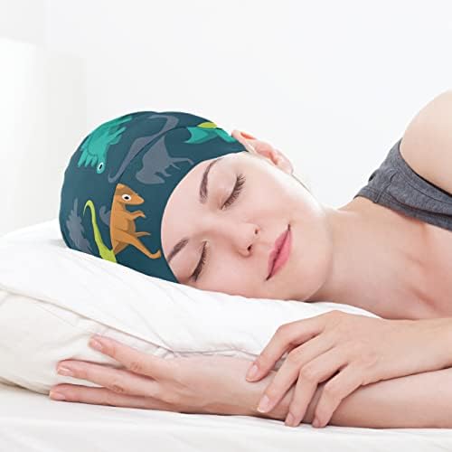 Žene Beanie Hat lobanja Radna kapa, crtani u boji dinosauri elastične modne pokrivene za glavu noć za spavanje poklopca kose