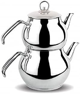 Destalya Turkish Set, nehrđajući čelik Dvostruki čajni lonci za štednjak, aparat za čaj sa cjedilom, samovarskom