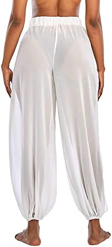 KBNDIEU Ljetne šifonske proreze za žene Ležerne prilike labave hlače na plaži za dame Solid Color Strtscreen Hlače