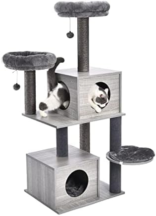 HOUKAI Multi-Level Cat Tree Play House Climber Activity Center Tower Hammock Condo Furniture