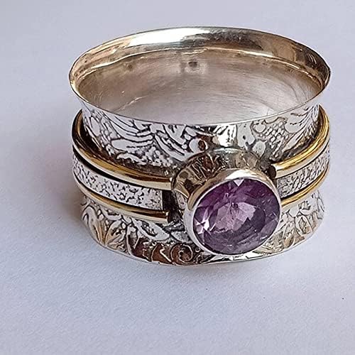 Set srebrnog prstena Podesivi boemski nakit prsten za medinaciju prstena za medinaciju ametist