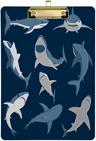 Ocean Sharks akril Clipboard A4 Letter Size Clipboards sa kopčom niskog profila za žene, muškarce,