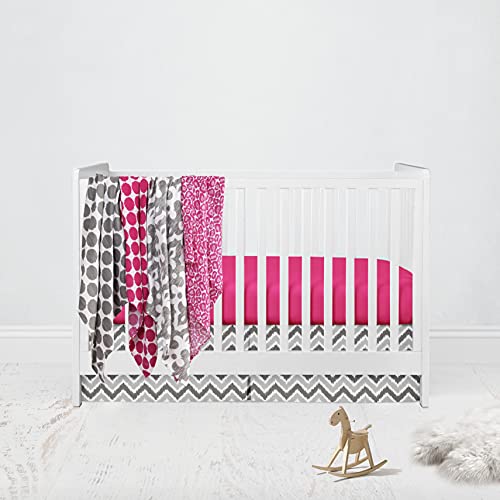 Bacati Ikat Pink / siva 6 PC krevetić sa 4 muslinske prekrivene pokrivače, krevetić i čvrstim krevetićem
