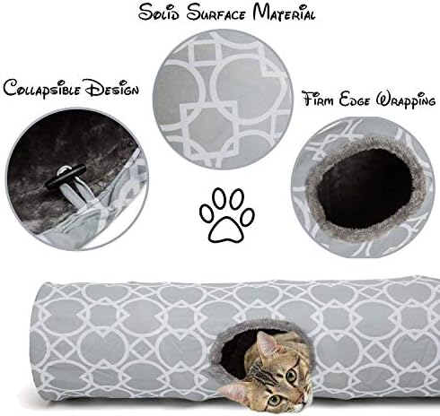 LUCKITTY geometrijski tunel za mačke sa plišanim unutra, mačke igračke sklopiva tunelska cijev sa